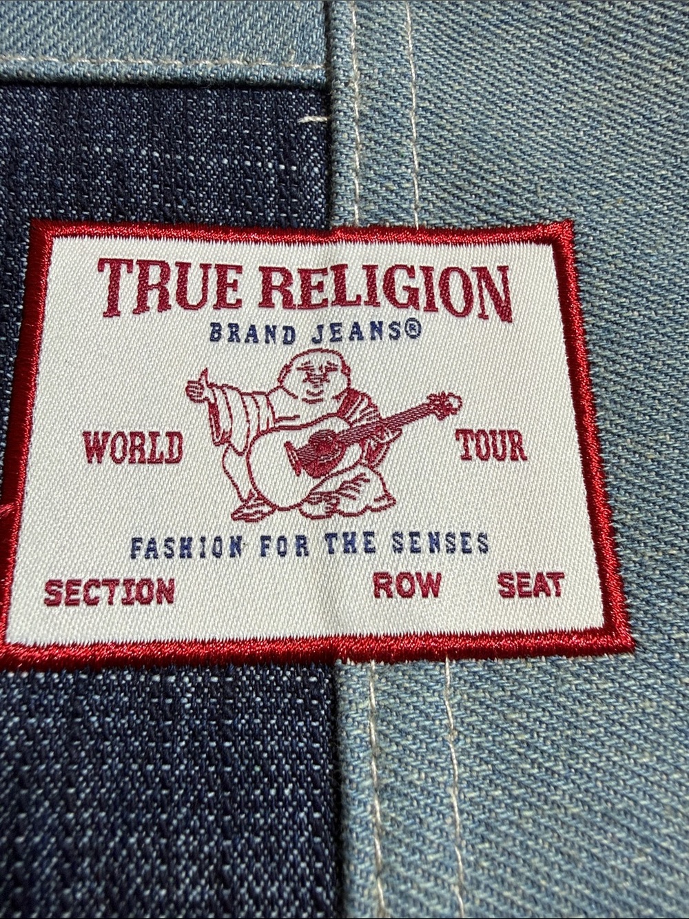 True Religion Two-Tone Denim Shoulder Bag with Tan Accents - Picture 7 of 7